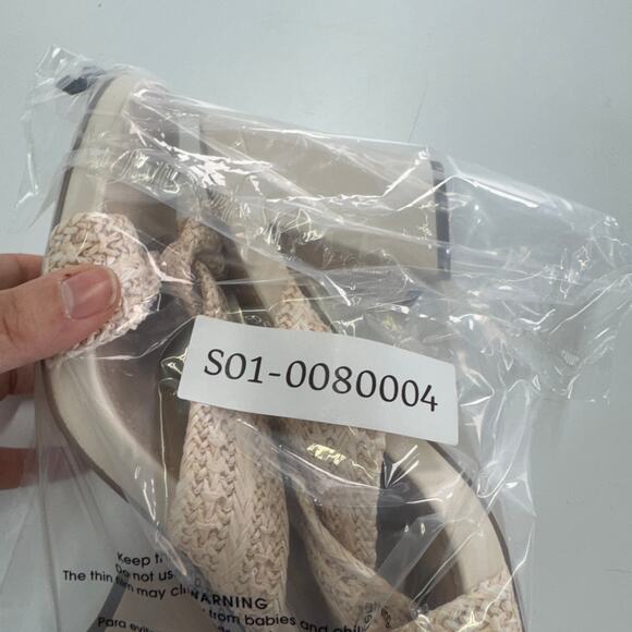 MIA Heels Womens 10 Cream Brenna Woven Block Open Toe Coastal - Picture 7 of 7